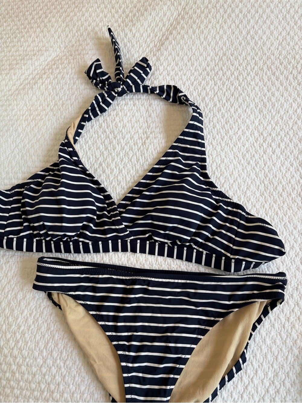 Black & White Striped Bikini Swimsuit